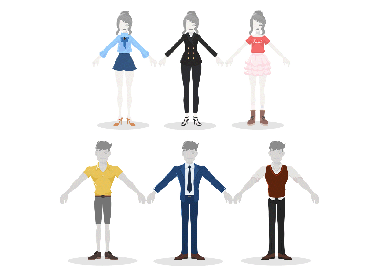 2d clothes animation - office outfits